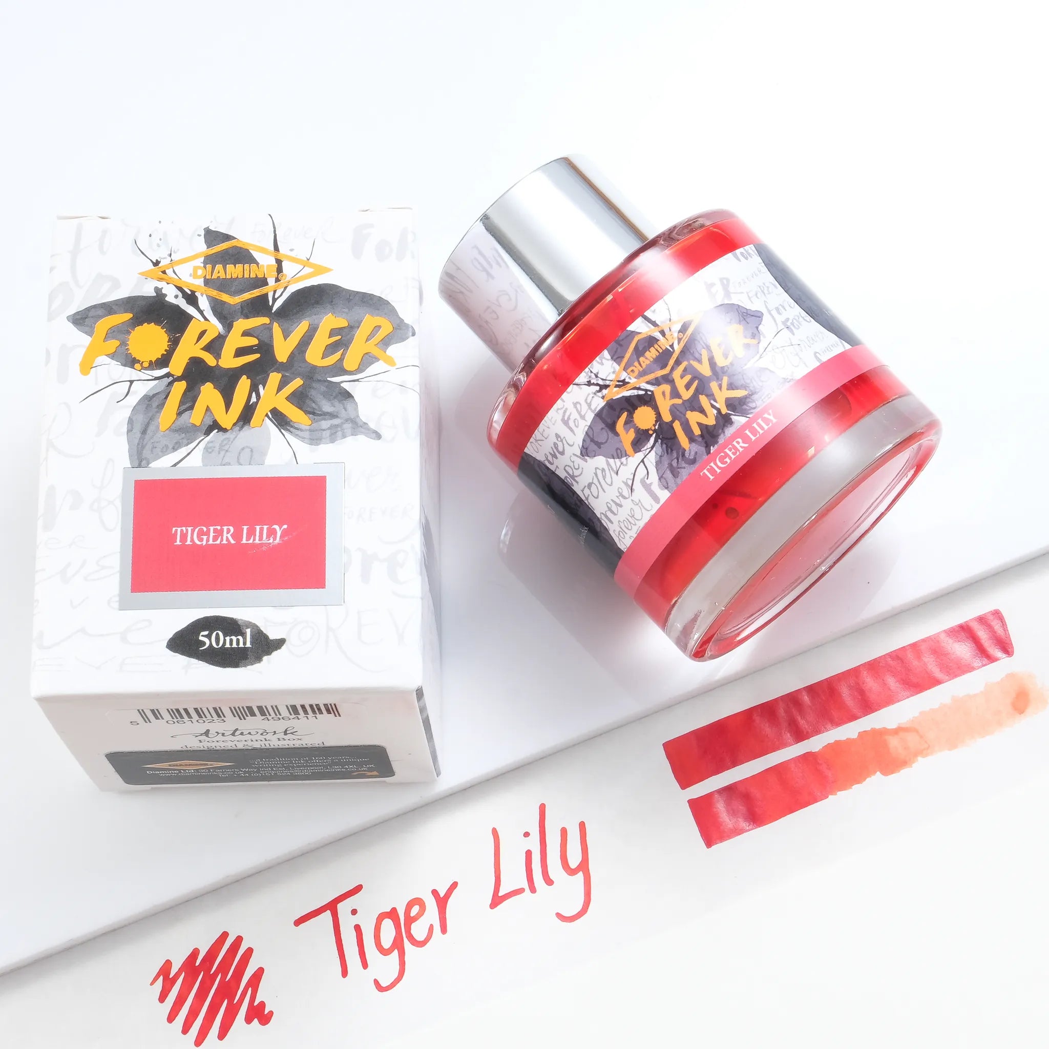 tiger lily font Diamine Forever Pigment Fountain Pen Ink - Tiger Lily