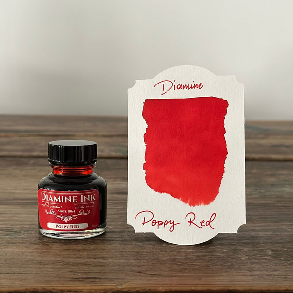 Diamine Poppy Red 30ml Bottled Ink Galen Leather