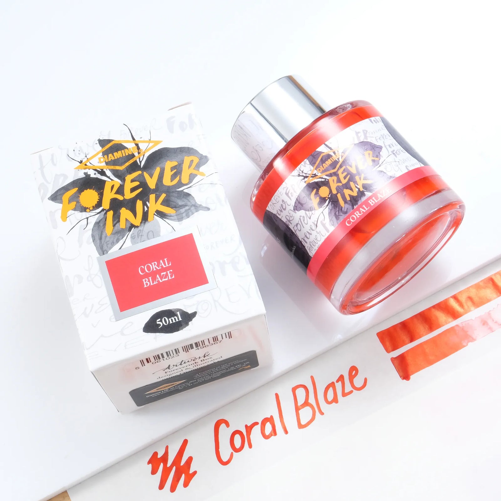 Diamine Forever Pigment Fountain Pen Ink - Coral Blaze