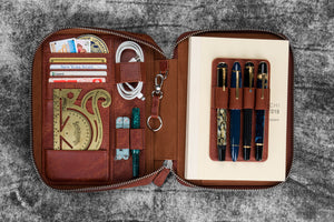 Expansi-Folio Leather Wide A5 Zip Folio - Aged Copper