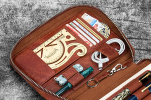 Expansi-Folio Leather Wide A5 Zip Folio - Aged Copper