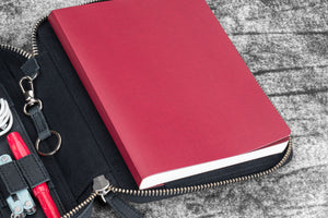 Expansi-Folio Leather Wide A5 Zip Folio - Crazy Horse Graphite