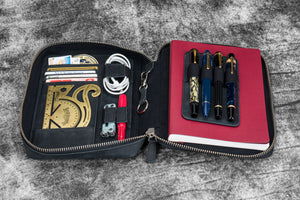 Expansi-Folio Leather Wide A5 Zip Folio - Crazy Horse Graphite