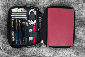 Expansi-Folio Leather Wide A5 Zip Folio - Crazy Horse Graphite