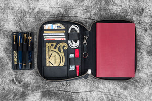 Expansi-Folio Leather Wide A5 Zip Folio - Crazy Horse Graphite