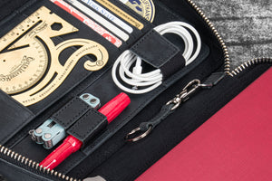 Expansi-Folio Leather Wide A5 Zip Folio - Crazy Horse Graphite