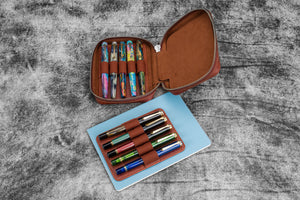 Expansi-Pouch Leather Wide 10 Slots Pen Case - Aged Copper