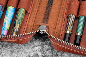 Expansi-Pouch Leather Wide 10 Slots Pen Case - Aged Copper