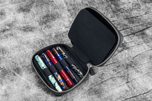 Expansi-Pouch Leather Wide 10 Slots Pen Case - Crazy Horse Graphite