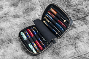 Expansi-Pouch Leather Wide 10 Slots Pen Case - Crazy Horse Graphite