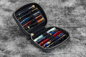 Expansi-Pouch Leather Wide 10 Slots Pen Case - Crazy Horse Graphite