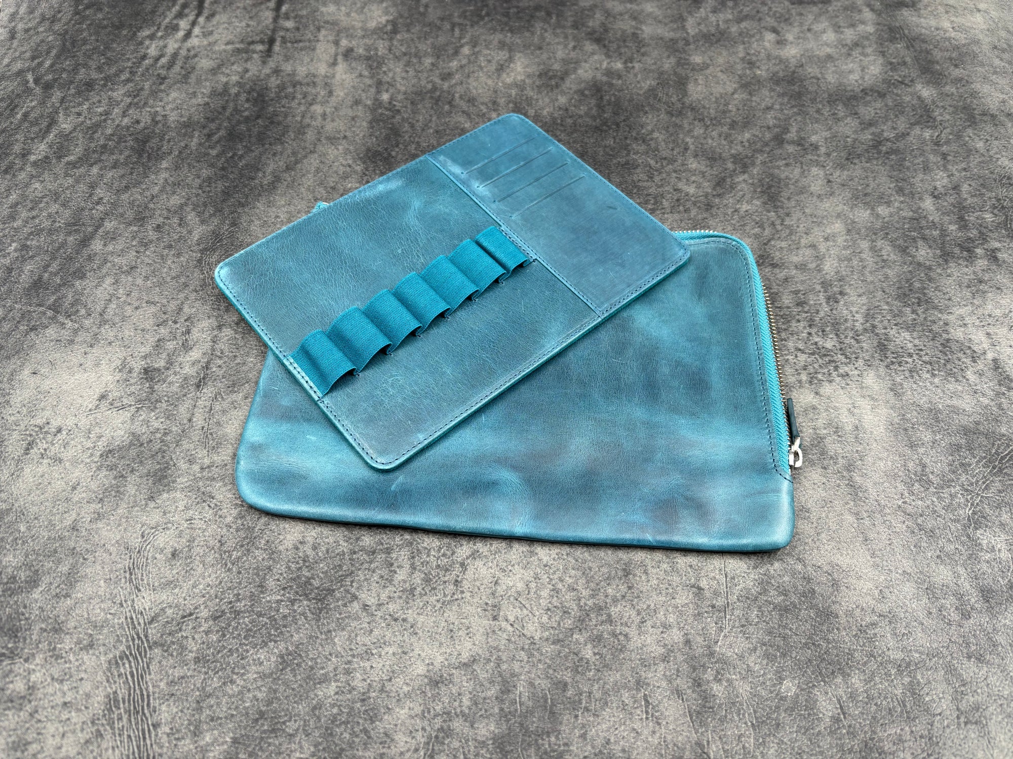 SECONDSLEATHER ZIPPERED WRITER'S BANK BAG - PEN POUCH - MULTIPLE COLOR- 1017
