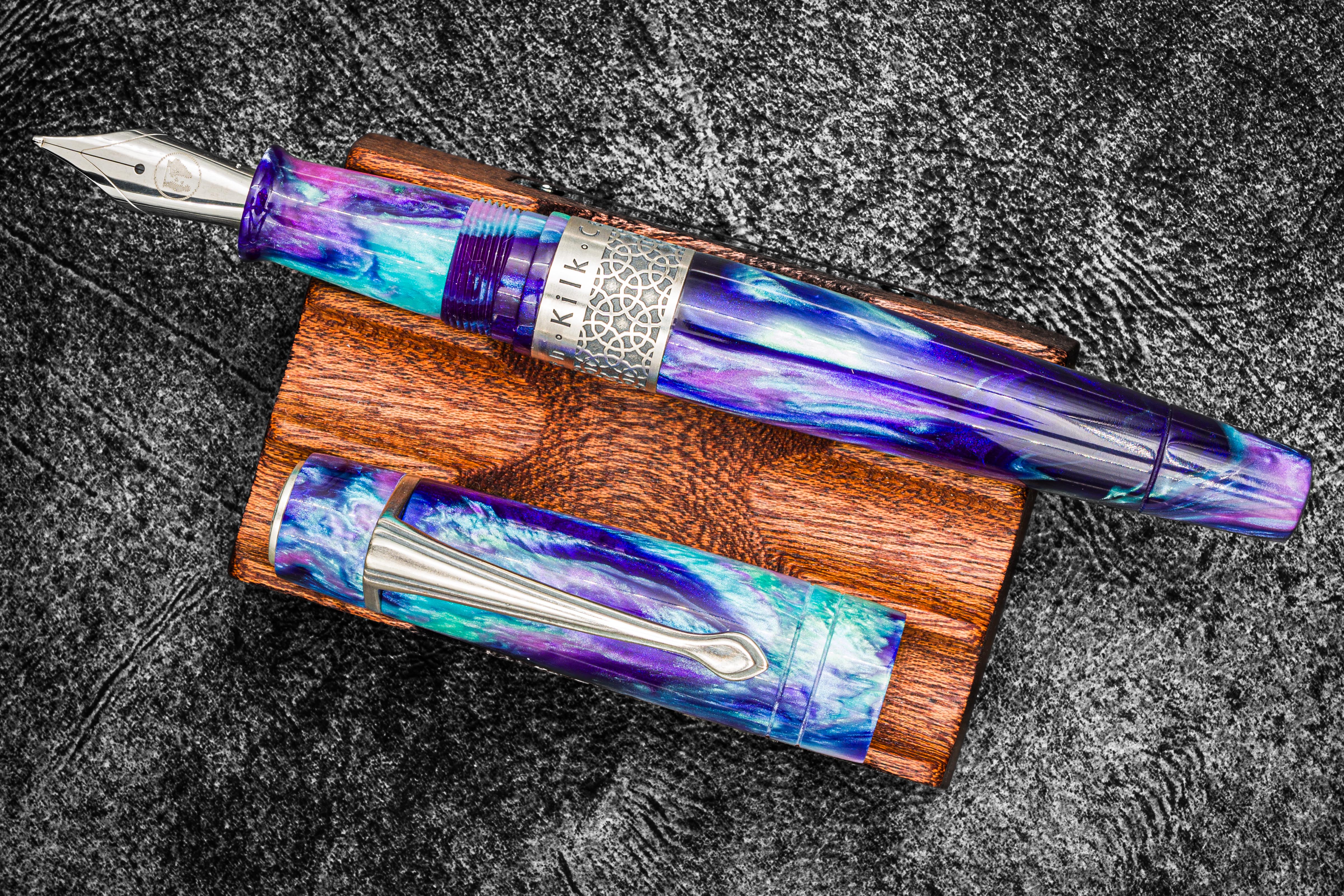 Plum Abalone Kilk Galen SE Celestial Fountain Pen | Galen Leather