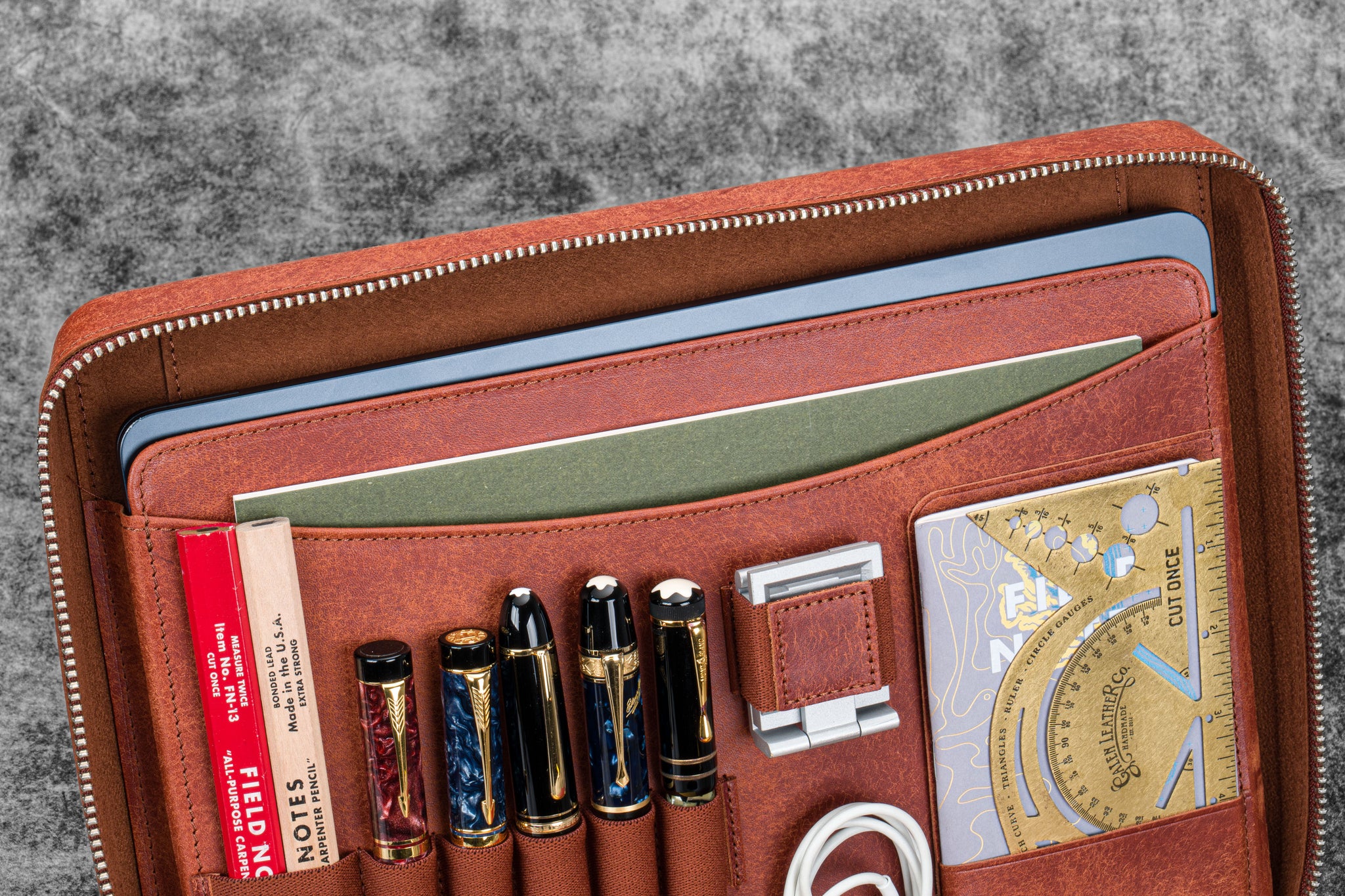 Undyed Leather A4 Compendium Bag | Galen Leather
