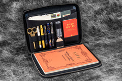 Black Leather A4 Zip Padfolio | Galen Leather