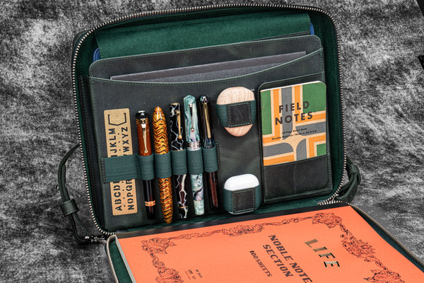 Forest Green A4 / Letter Size Leather Zip Folio | Galen Leather