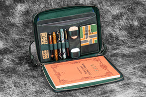 Smoky Grey Leather Zippered Folio - 9 x 11.2 inches (23 x 28.5 cm