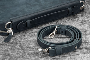 Leather Compendium Bag - A4 Zippered Folio Organizer - Crazy Horse Graphite
