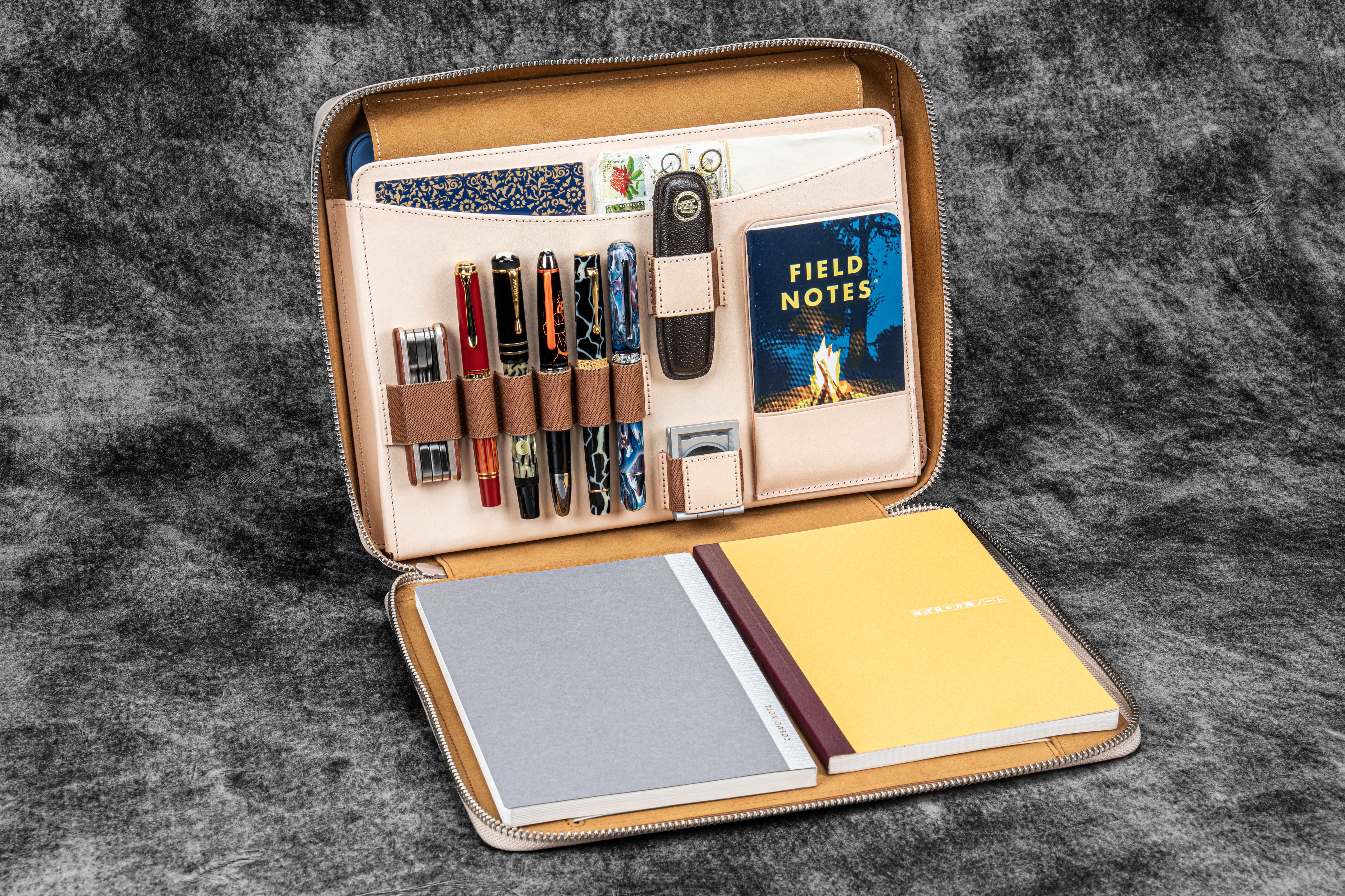 Undyed Leather A4 Compendium Bag | Galen Leather