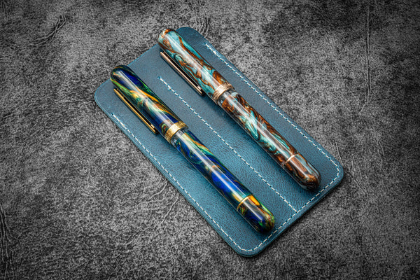 Leather Double Fountain Pen Sleeve - Galen Leather