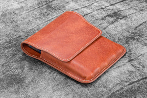 Leather Flap Pen Case for Five Pens - Aged Copper