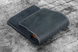 Leather Flap Pen Case for Five Pens - Crazy Horse Graphite