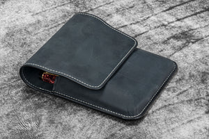 Leather Flap Pen Case for Five Pens - Crazy Horse Graphite