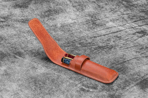 Leather Flap Pen Case for Two Pens - Aged Copper