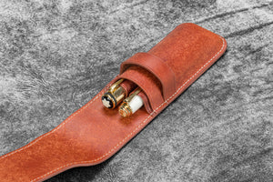 Leather Flap Pen Case for Two Pens - Aged Copper