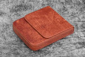 Leather Magnum Opus 6 Slots Hard Pen Case with Removable Pen Tray - Aged Copper