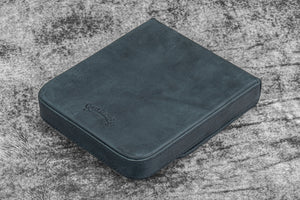 Leather Magnum Opus 6 Slots Hard Pen Case with Removable Pen Tray - Crazy Horse Graphite