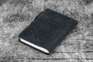 Leather Slim A6 Notebook / Planner Cover - Crazy Horse Graphite