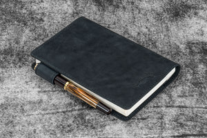 Leather Slim A6 Notebook / Planner Cover - Crazy Horse Graphite