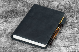 Leather Slim A6 Notebook / Planner Cover - Crazy Horse Graphite