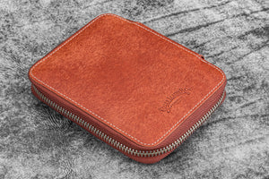 Leather Zippered 10 Slots Pen Case - Aged Copper