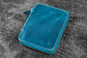Leather Zippered 10 Slots Pen Case - C.H. Ocean Blue