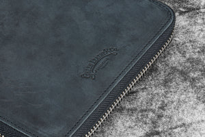 Leather Zippered 20 Slots Pen Case - Crazy Horse Graphite
