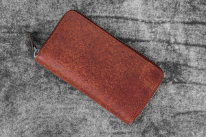 Leather Zippered 3 Slots Pen Case - Aged Copper