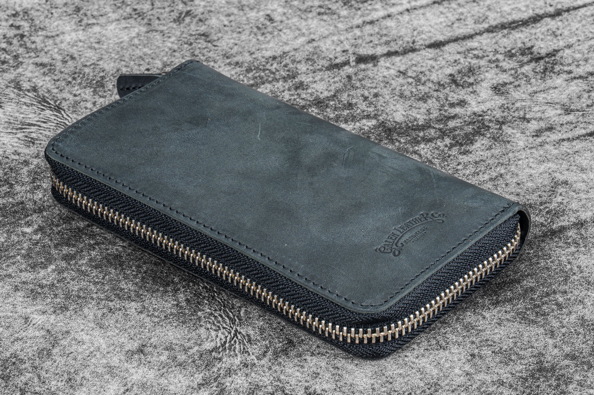 Ocean Blue - Leather Zippered 3 Slots Pen Case | Galen Leather
