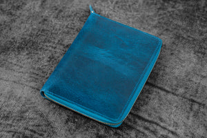 Leather Zippered 5 Slots Pen Case - C.H. Ocean Blue