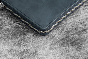 Leather Zippered 5 Slots Pen Case - Crazy Horse Graphite