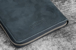 Leather Zippered 5 Slots Pen Case - Crazy Horse Graphite