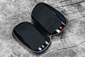Leather Zippered 6 Slots Pen Case - Crazy Horse Graphite