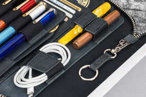 Leather Zippered A5 Leuchtturm1917 Notebook Folio - Crazy Horse Graphite