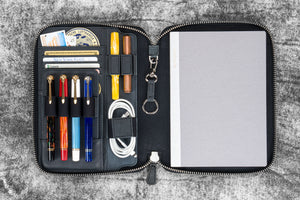 Leather Zippered A5 Leuchtturm1917 Notebook Folio - Crazy Horse Graphite
