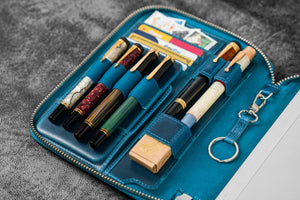 Leather Zippered A5 Notebook Folio - C.H. Ocean Blue
