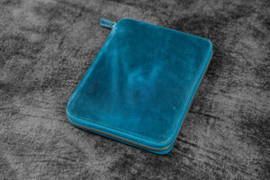Leather Zippered A5 Notebook Folio - C.H. Ocean Blue