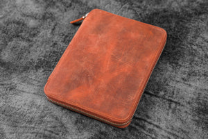 Leather Zippered A5 Notebook Folio - C.H. Orange