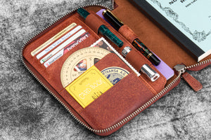 Leather Zippered B6 / B6 Slim Planner Folio - Aged Copper