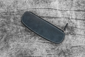 Leather Zippered Duo Slim Pen Case for 2 Pens - Crazy Horse Graphite